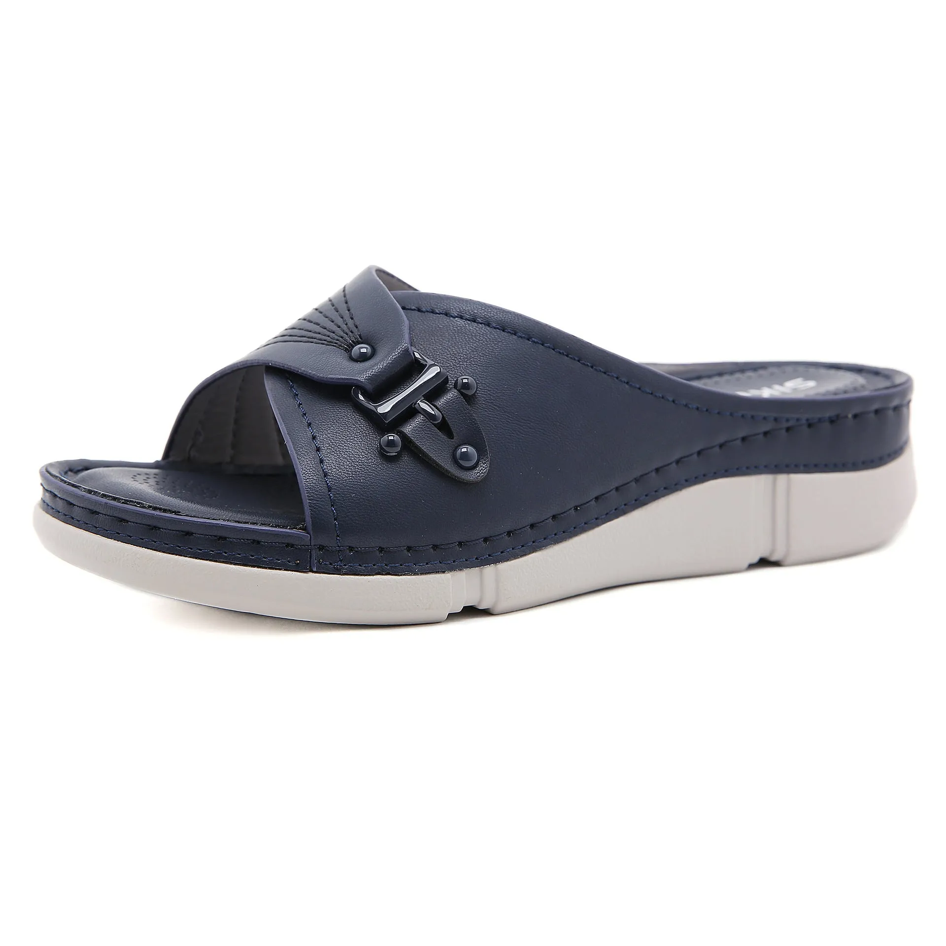 Slip On Round Toed Sandals with Buckles