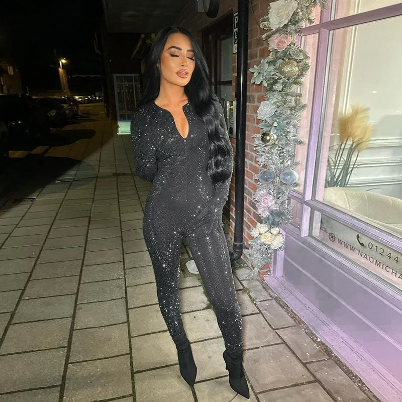 Sophisticated Long Sleeve Black Jumpsuit for Effortless Fall Elegance