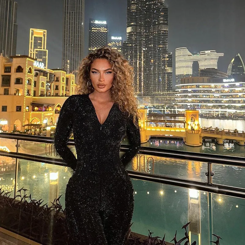 Sophisticated Long Sleeve Black Jumpsuit for Effortless Fall Elegance