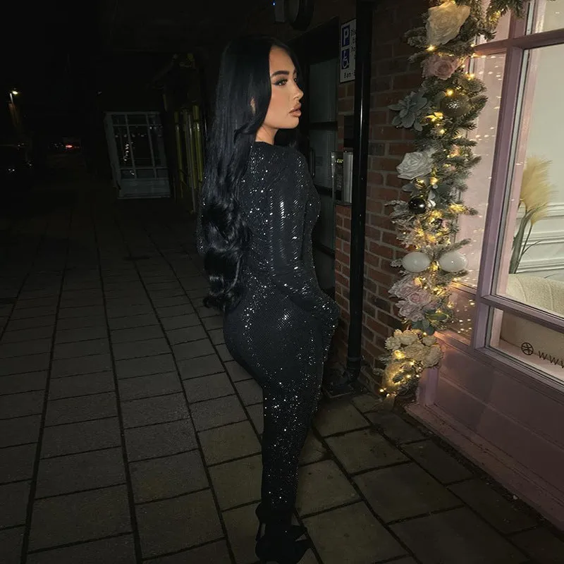 Sophisticated Long Sleeve Black Jumpsuit for Effortless Fall Elegance