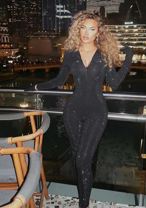 Sophisticated Long Sleeve Black Jumpsuit for Effortless Fall Elegance