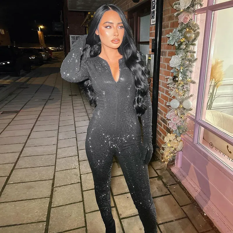 Sophisticated Long Sleeve Black Jumpsuit for Effortless Fall Elegance