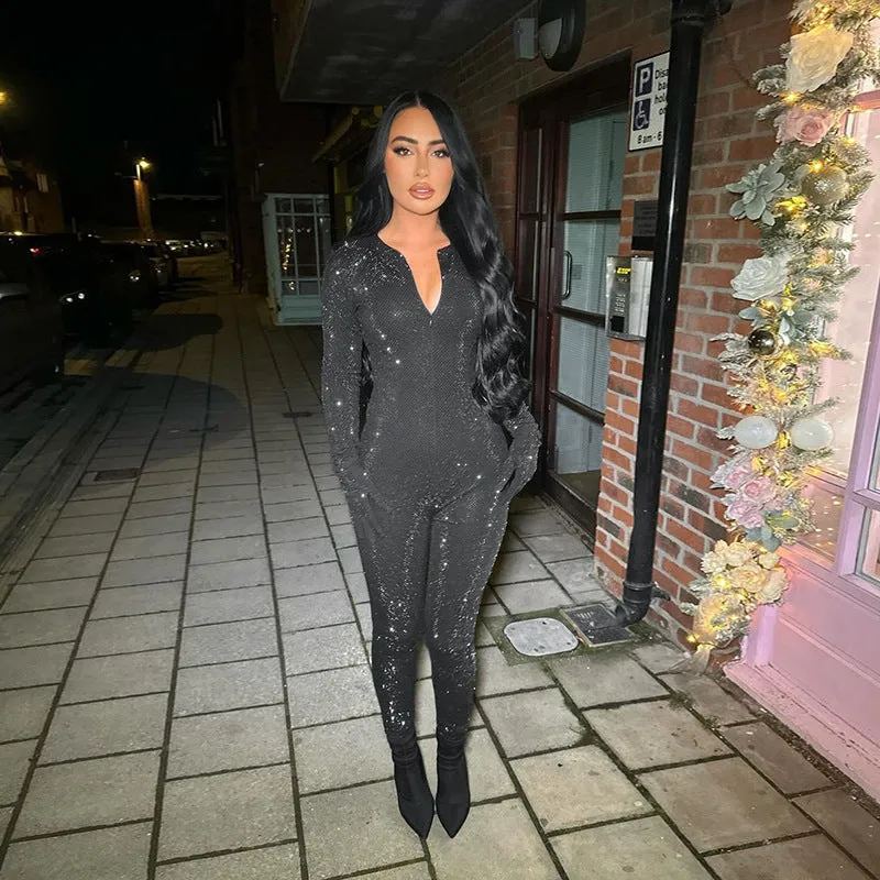 Sophisticated Long Sleeve Black Jumpsuit for Effortless Fall Elegance