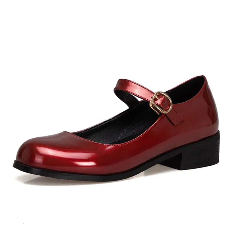 Spring Women's Loafers – Casual Patent Leather Mary Janes, Elegant Strap Flats, Comfortable Dance Shoes, Large Sizes up to 45