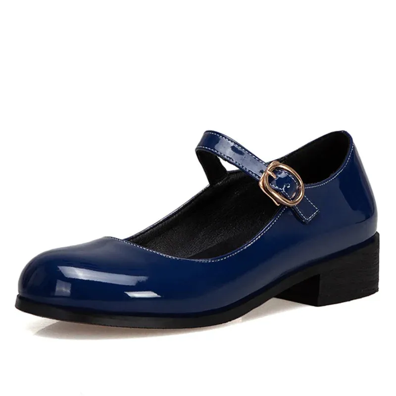 Spring Women's Loafers – Casual Patent Leather Mary Janes, Elegant Strap Flats, Comfortable Dance Shoes, Large Sizes up to 45