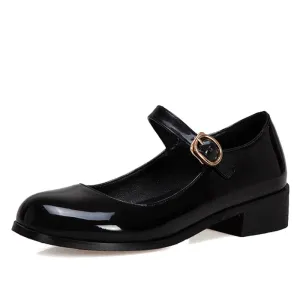 Spring Women's Loafers – Casual Patent Leather Mary Janes, Elegant Strap Flats, Comfortable Dance Shoes, Large Sizes up to 45