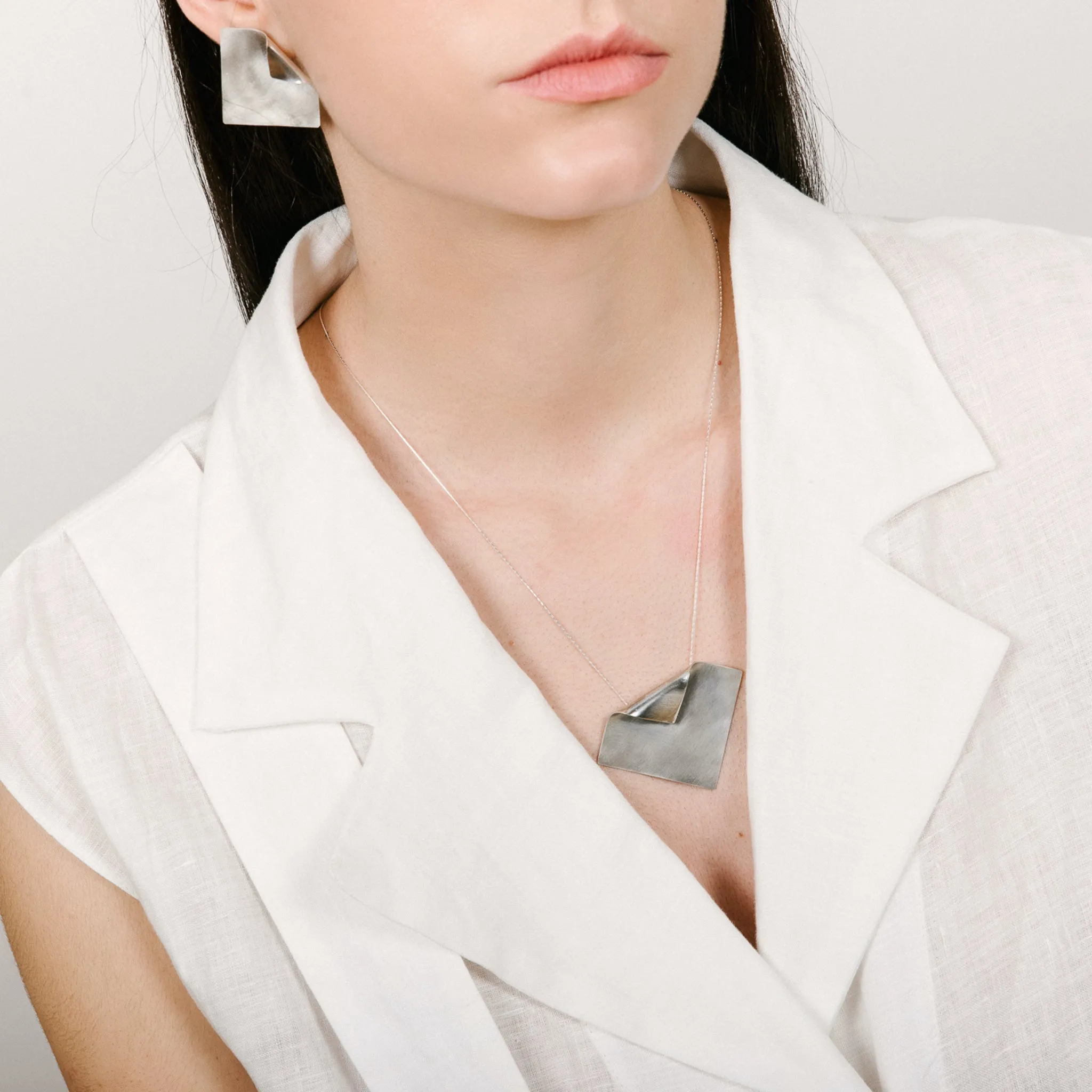 Sterling Silver Imperfect Square Necklace