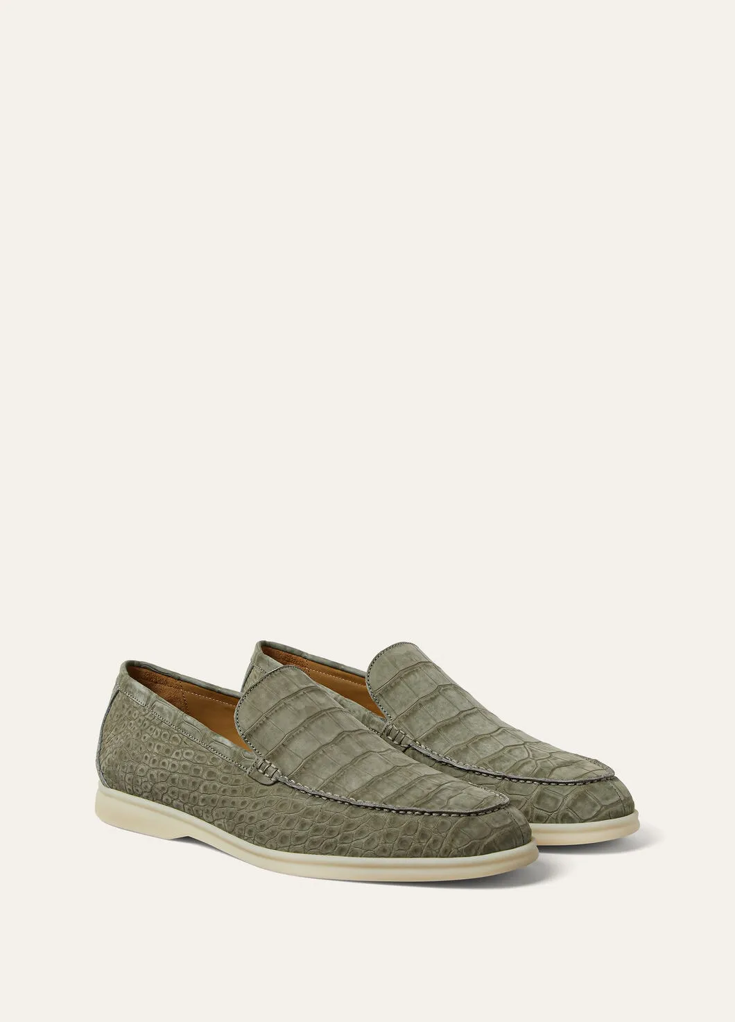 Summer Walk in Military Grey Alligator Leather for Men