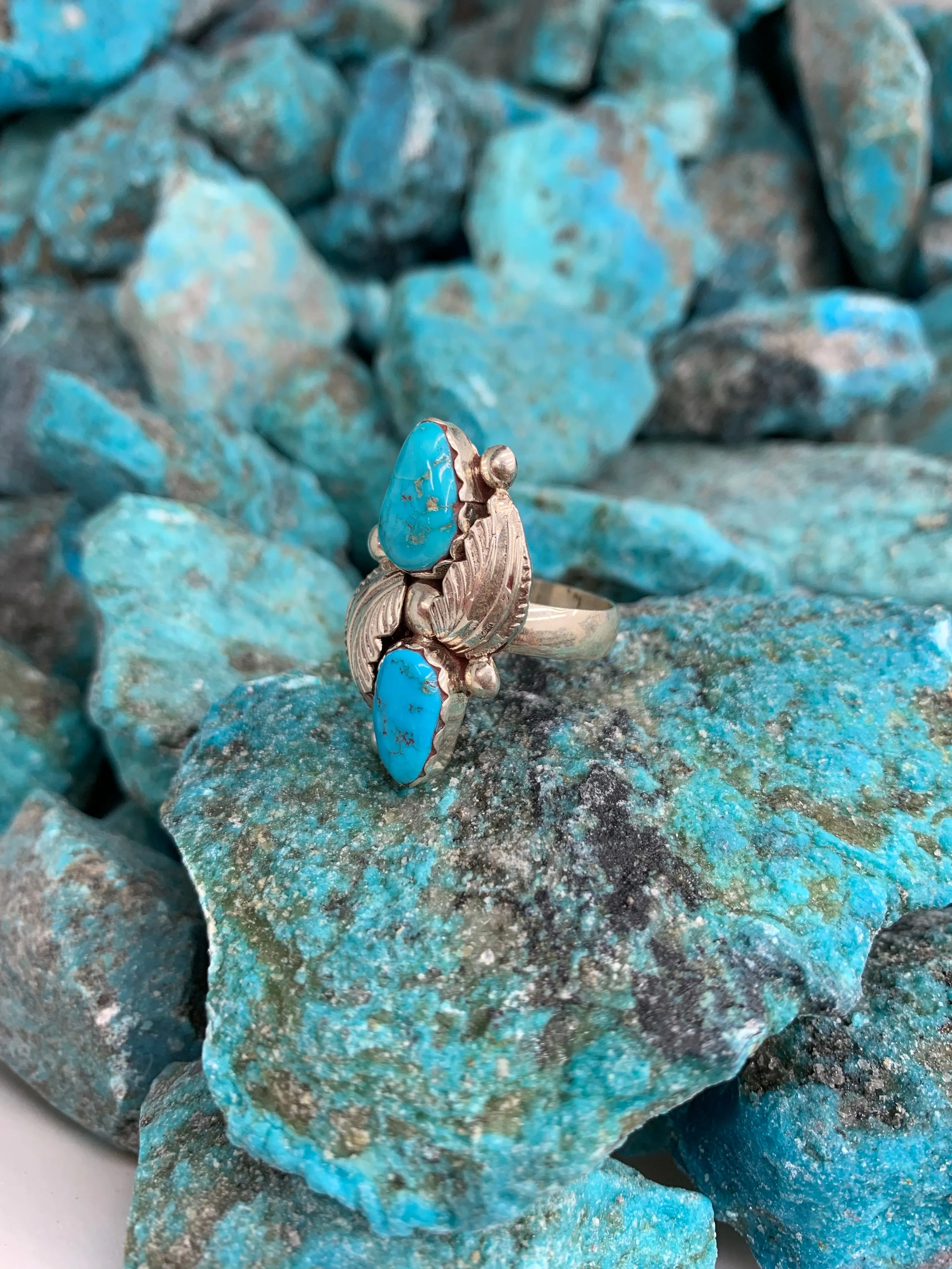 Teardrops of Kingman Turquoise ring size 9