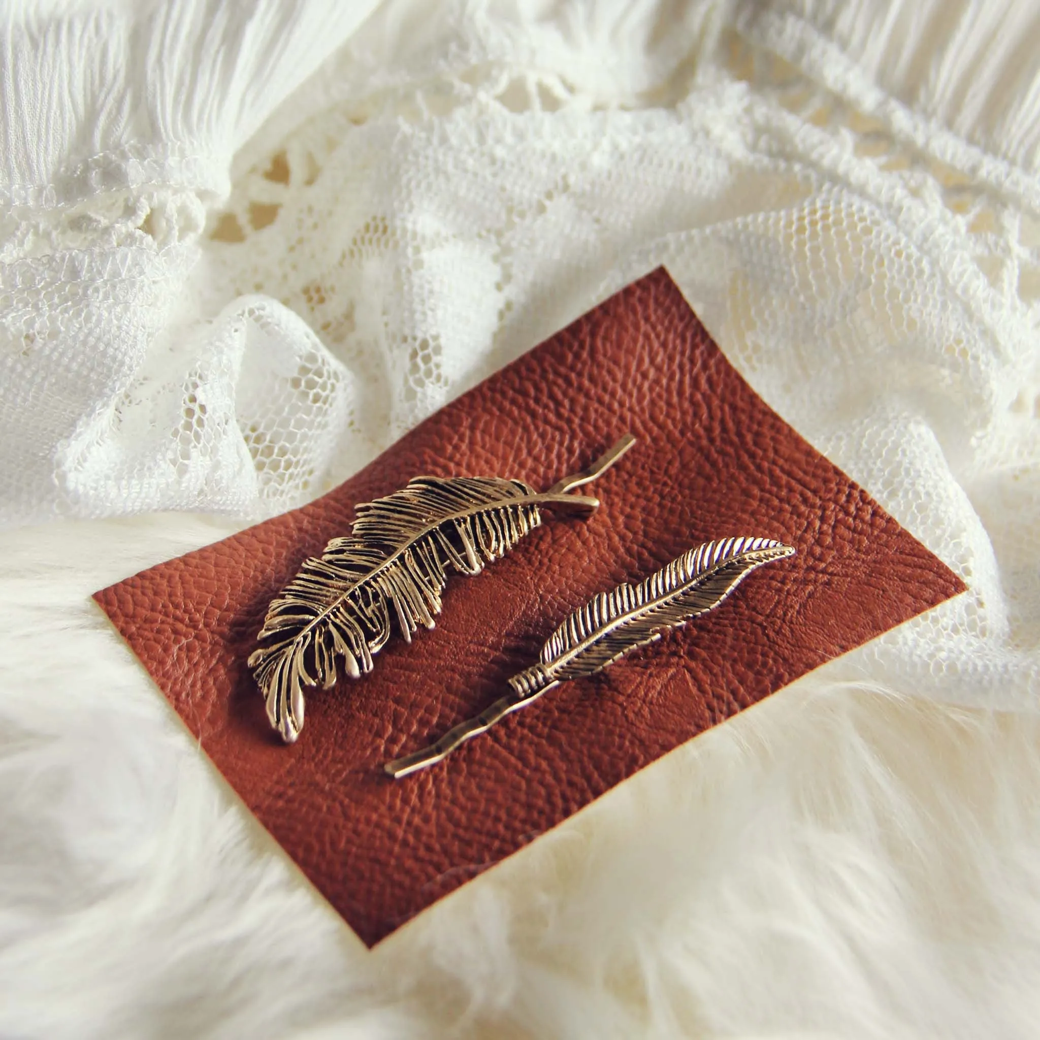 The Golden Feather Hair Pins