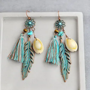 Turquoise Feather Earrings