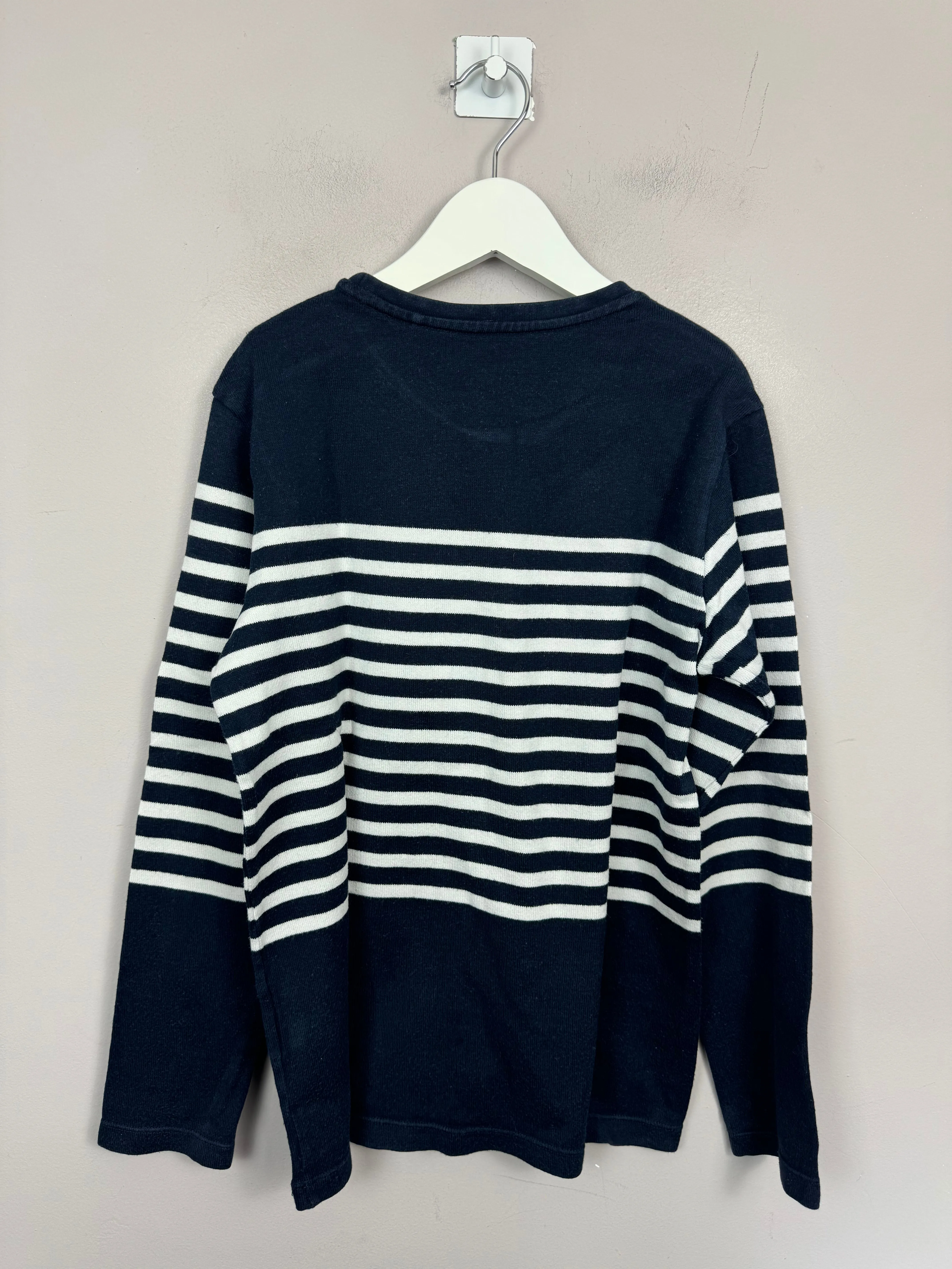 Uniqlo light weight navy stripe jumper 9-10y