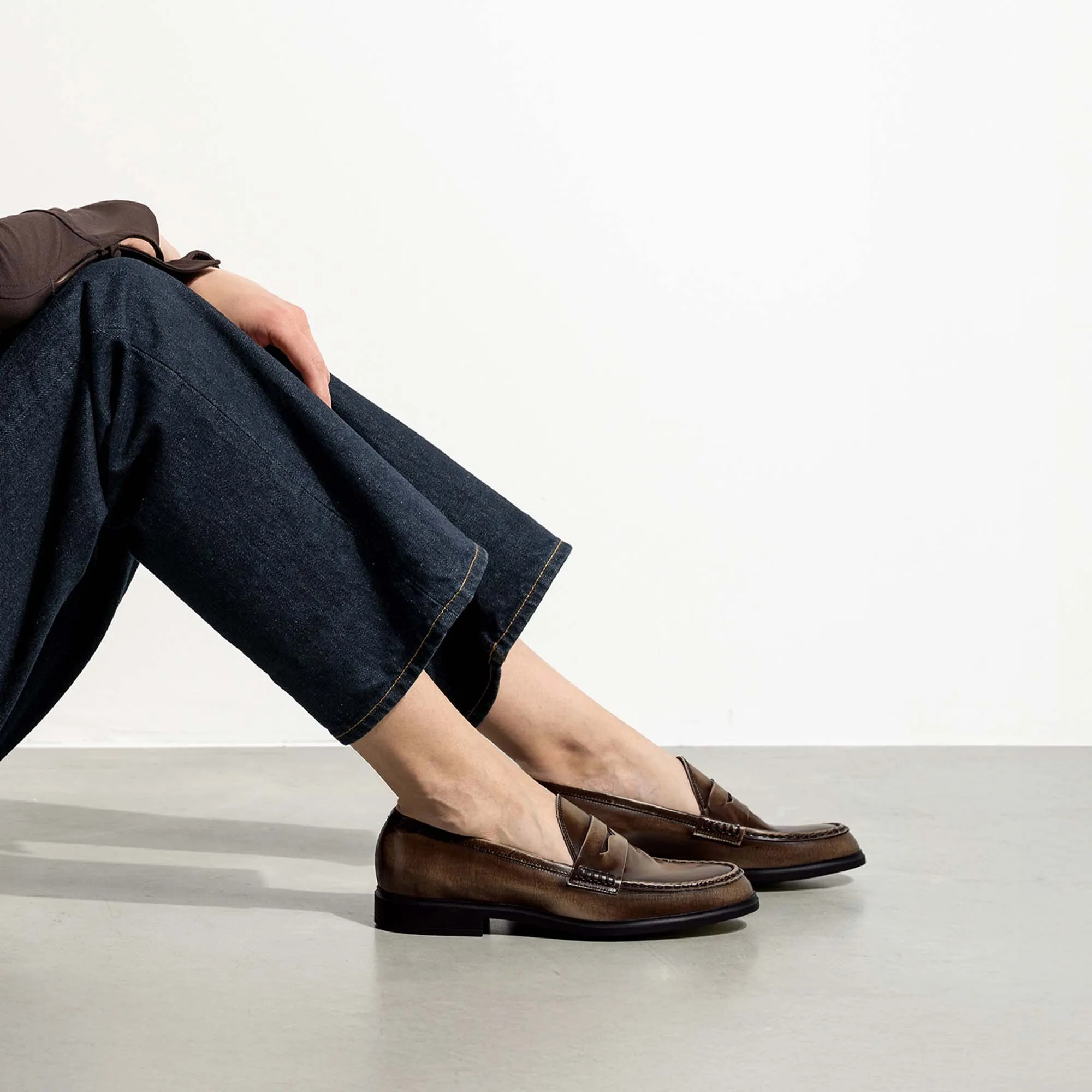 Vendôme Blandine mocha spazzolato leather loafers