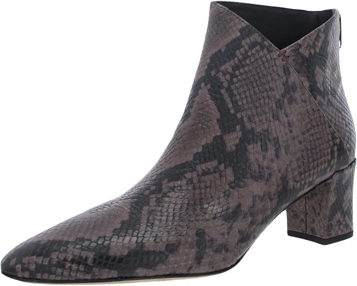 Vince Womens Lora-2 Leather Snake Print Ankle Boots Taupe 8 Medium (B,M)