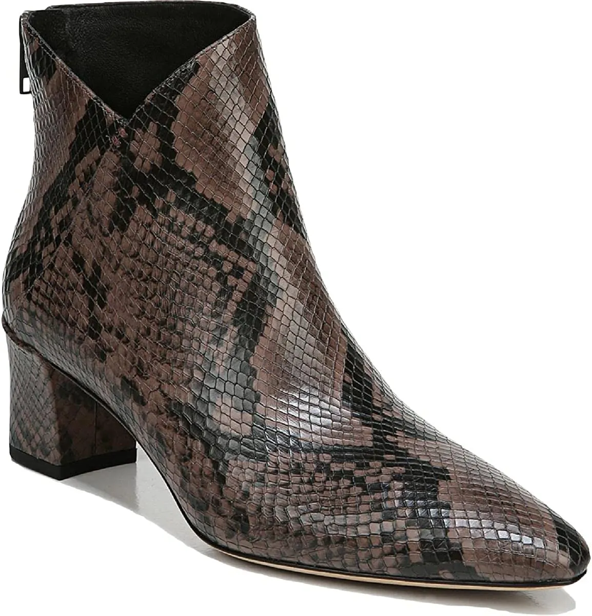 Vince Womens Lora-2 Leather Snake Print Ankle Boots Taupe 8 Medium (B,M)