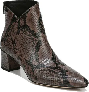 Vince Womens Lora-2 Leather Snake Print Ankle Boots Taupe 8 Medium (B,M)
