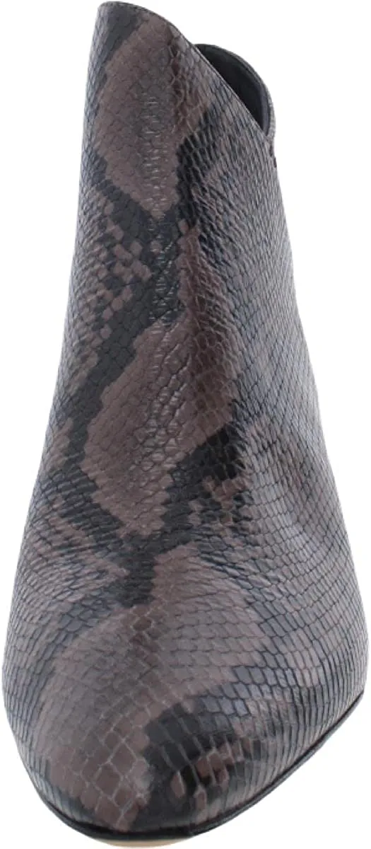 Vince Womens Lora-2 Leather Snake Print Ankle Boots Taupe 8 Medium (B,M)
