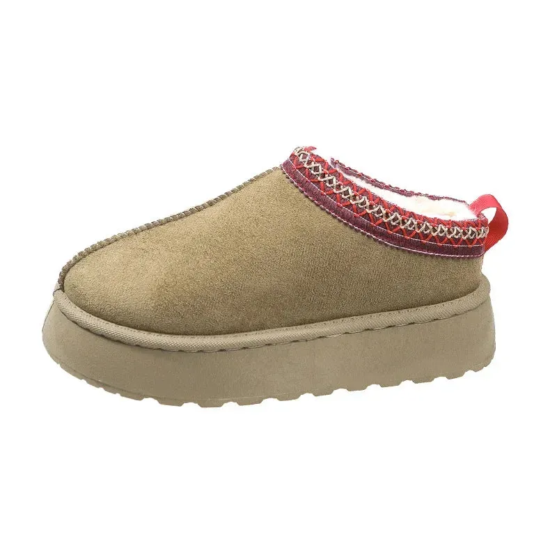 Winter Warm Snow Boots Women Chunky Platform Plush Ankle Boots for Woman Suede Cotton Padded Shoes Waterproof Slippers Loafers