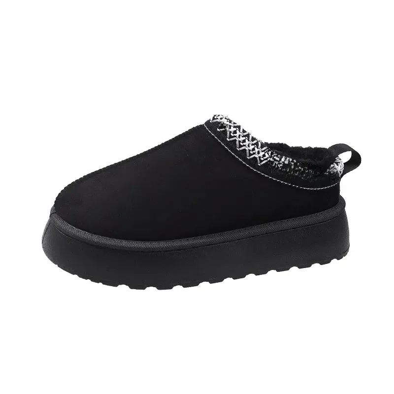 Winter Warm Snow Boots Women Chunky Platform Plush Ankle Boots for Woman Suede Cotton Padded Shoes Waterproof Slippers Loafers