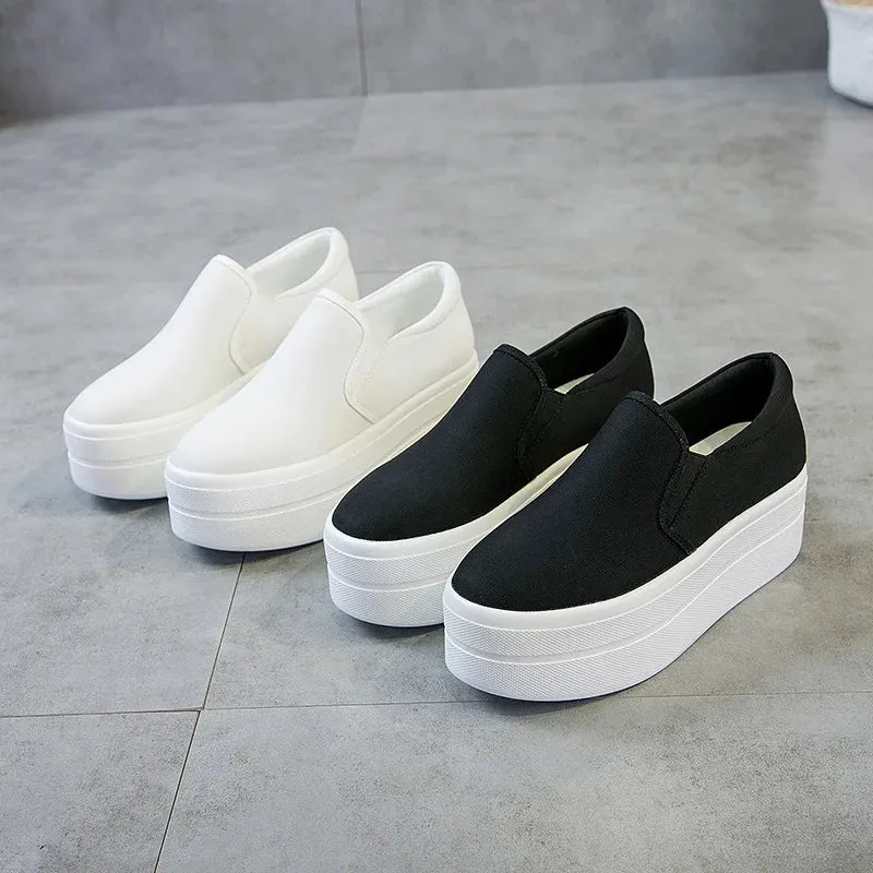 women flat platform canvas shoes canvas flats women casual shoes girls Student thick soled Loafers Lady Slip on 789