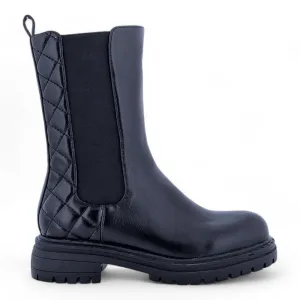 Womens MidCalf Lug Sole Chunky Heel Chelsea Boots
