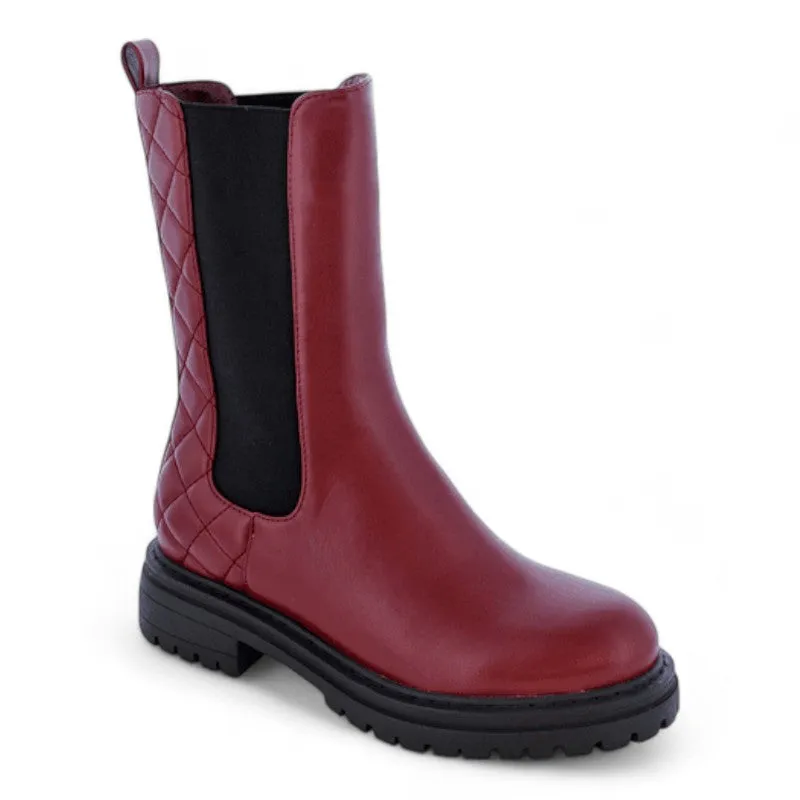 Womens MidCalf Lug Sole Chunky Heel Chelsea Boots