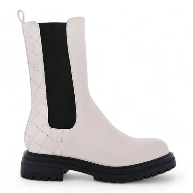 Womens MidCalf Lug Sole Chunky Heel Chelsea Boots