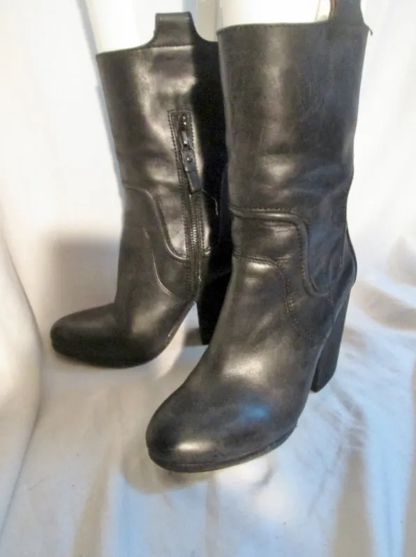 Womens MODERN VINTAGE THEO Western Cowboy Leather Cowgirl BOOT 6.5 Black ROCKER Buckaroo