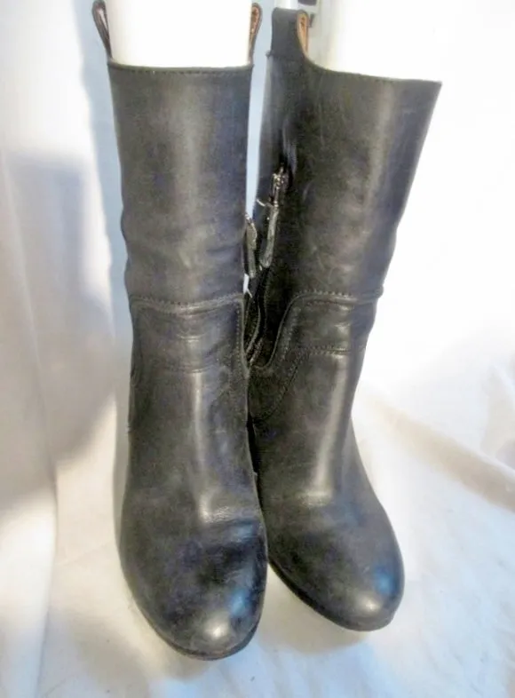 Womens MODERN VINTAGE THEO Western Cowboy Leather Cowgirl BOOT 6.5 Black ROCKER Buckaroo